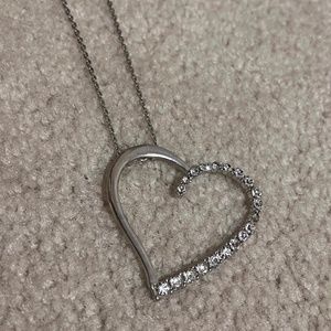 5/$10 ICING Large Silver Diamond Studded Heart Necklace